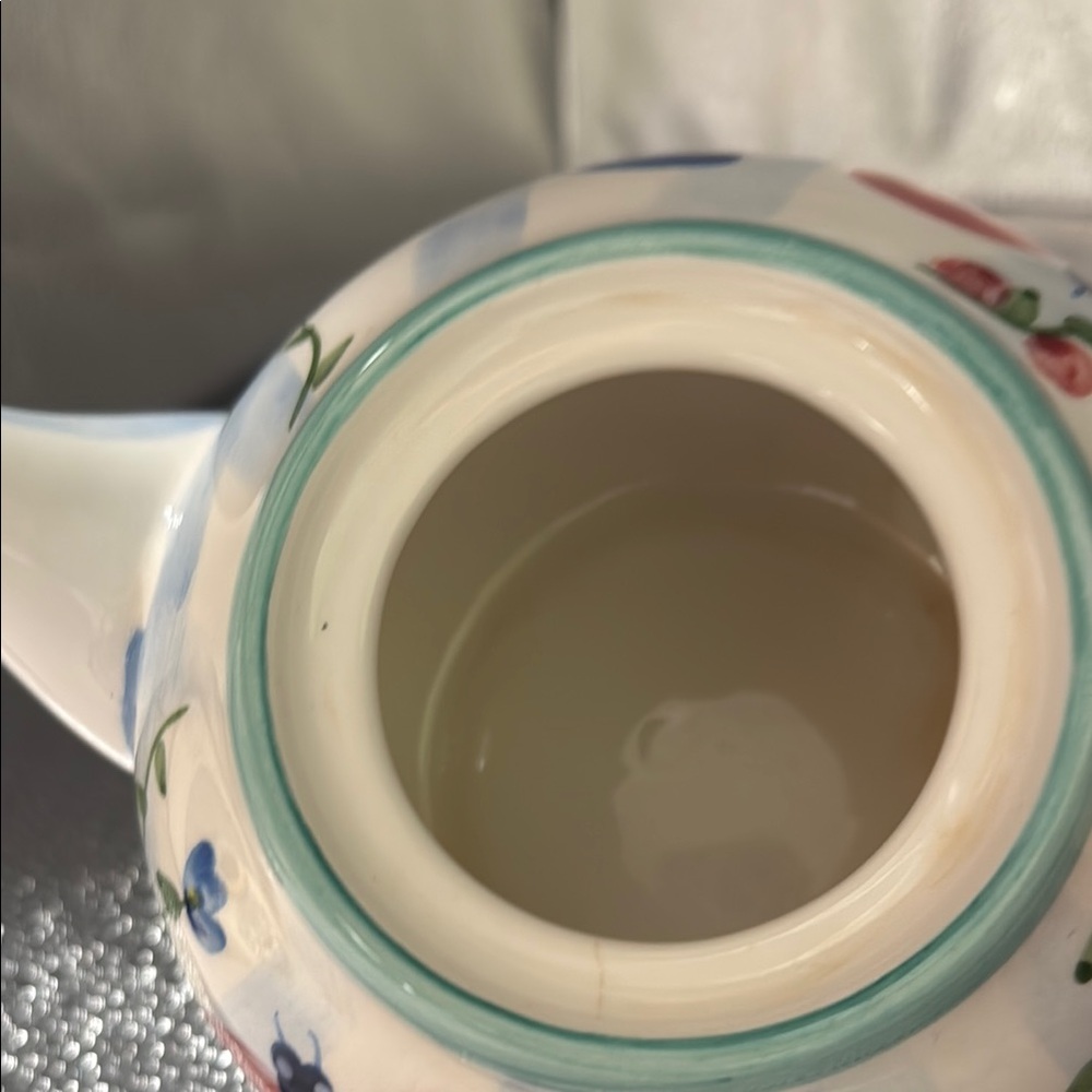 Vintage Hand Painted Floral Teapot with Dragonfly Design - Picture 8 of 8